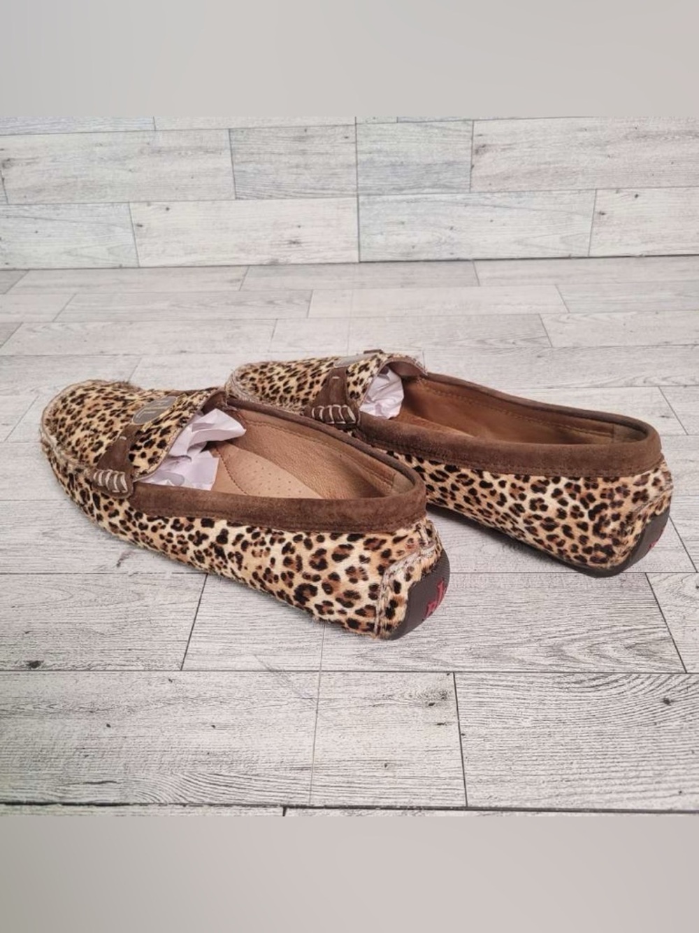 Ralph Lauren Carley II Leopard Hair On Hide Leather Penny Loafers Women’s 6.5 - Picture 6 of 10